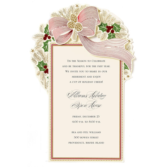 Christmas Wreath Die-cut Invitations